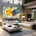 Quadro Decorativo Minimalista Vibrante | quadros decorativos | Composição abstrata geométrica em amarelo, azul e preto com formas dinâmicas | em Quadros para Escritorio | Porao dos Quadros