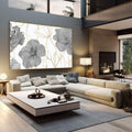 Quadro Decorativo Floral Preto e Dourado | quadros decorativos | Flores em preto com ramos e linhas em dourado em composição botânica elegante | em Quadros para Escritorio | Porao dos Quadros