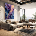 Quadro Decorativo Abstrato Dourado e Azul | quadros decorativos | Geodos abstratos em roxo, azul e dourado com veios luminosos em composição vertical | em Quadros para Escritorio | Porao dos Quadros