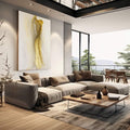 Quadro Decorativo Luxo Ondas Douradas | quadros decorativos | Figura feminina abstrata em aquarela com tons bege e dourado fluindo pelo papel branco. | em Quadros para Escritorio | Porao dos Quadros