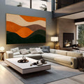 Quadro Decorativo Ondas da Natureza | quadros decorativos | Paisagem abstrata com camadas ondulantes em laranja, bege e verde-escuro em composição fluida. | em Quadros para Escritorio | Porao dos Quadros