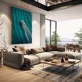 Quadro Decorativo Mar Sereno | quadros decorativos | Barco de pesca com rede estendida sobre águas turquesas vistas de cima | em Quadros para Escritorio | Porao dos Quadros