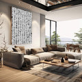 Quadro Decorativo Hieróglifos Modernos | quadros decorativos | Hieróglifos egípcios em preto e branco em composição densa de grid estruturado | em Quadros para Escritorio | Porao dos Quadros