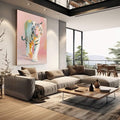 Quadro Decorativo Tigre Moderno | quadros decorativos | Tigre branco com aquarela rosa, azul e dourado em composição realista e abstrata. | em Quadros para Escritorio | Porao dos Quadros