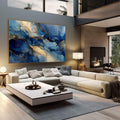 Quadro Decorativo Serenidade Azul | quadros decorativos | Abstrato fluido em azuis profundos com detalhes dourados e efeito líquido | em Quadros para Escritorio | Porao dos Quadros