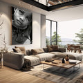 Quadro Decorativo Retrato Infantil Emocionante | quadros decorativos | Retrato infantil em preto e branco com adornos metalizados no pescoço e olhar intenso. | em Quadros para Escritorio | Porao dos Quadros