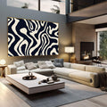 Quadro Decorativo Abstrato Elegância Azul | quadros decorativos | Padrão abstrato ondulante em azul marinho e creme com linhas fluidas contínuas | em Quadros para Escritorio | Porao dos Quadros
