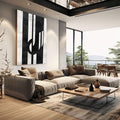 Quadro Decorativo Dinamismo Preto e Branco | quadros decorativos | Composição abstrata com formas geométricas em preto e branco com listras e contrastes. | em Quadros para Escritorio | Porao dos Quadros