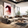 Quadro Decorativo Cavalo Elegante em Vermelho | quadros decorativos | Cavalo em aquarela vermelha com silhueta translúcida em tons bege e creme. | em Quadros para Escritorio | Porao dos Quadros