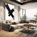 Quadro Decorativo Pincelada em Preto e Branco | quadros decorativos | X em traços pretos e cinzentos sobre fundo branco com composição abstrata expressiva. | em Quadros para Escritorio | Porao dos Quadros