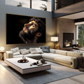 Quadro Decorativo - Reflexão em Tons Sombrios | quadros decorativos | Homem em repouso contemplativo com coroa de espinhos, iluminação dourada em fundo escuro | em Quadros para Escritorio | Porao dos Quadros