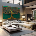 Quadro Decorativo - Árvore Dourada Elegante | quadros decorativos | Árvore dourada intricada com folhas delicadas em fundo verde profundo e luxuoso | em Quadros para Escritorio | Porao dos Quadros