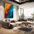 Quadro Decorativo Fluid Art Vibrante | quadros decorativos | Ondas abstratas em papel recortado com laranja, amarelo e azul em composição fluida e profunda. | em Quadros para Escritorio | Porao dos Quadros