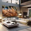 Quadro Decorativo Campo Dourado | quadros decorativos | Trigo dourado iluminado ao amanhecer com céu azul em composição fotográfica detalhada | em Quadros para Escritorio | Porao dos Quadros