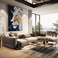 Quadro Decorativo Leão Dourado Majestoso | quadros decorativos | Leão majestoso em perfil com juba em tons de preto, branco e dourado em composição realista | em Quadros para Escritorio | Porao dos Quadros