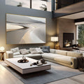 Quadro Decorativo Serenidade de Areia | quadros decorativos | Paisagem abstrata com formas fluidas em tons de bege, cinza e branco com perspectiva serena. | em Quadros para Escritorio | Porao dos Quadros