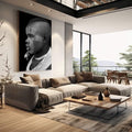 Quadro Decorativo Emoção em Preto e Branco | quadros decorativos | Retrato africano em preto e branco com padrões geométricos pontilhados no rosto e colar de contas. | em Quadros para Escritorio | Porao dos Quadros