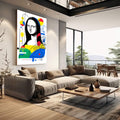 Quadro Decorativo - Mona Lisa Geométrica | quadros decorativos | Mona Lisa em pop art com formas geométricas coloridas em amarelo, azul e vermelho | em Quadros para Escritorio | Porao dos Quadros