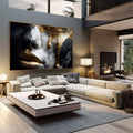 Quadro Decorativo Face Dourada Moderna | quadros decorativos | Rosto feminino em mármore branco com detalhes em ouro líquido, luz dramática e contraste profundo. | em Quadros para Escritorio | Porao dos Quadros