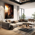 Quadro Decorativo Reflexão Serene | quadros decorativos | Retrato de homem com barba iluminado pela luz quente do entardecer em composição realista | em Quadros para Escritorio | Porao dos Quadros