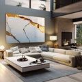 Quadro Decorativo Elegância Abstrata em Dourado | quadros decorativos | Abstrato com veios dourados em fundos azuis e brancos, texturas minerais e composição sofisticada | em Quadros para Escritorio | Porao dos Quadros
