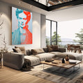 Quadro Decorativo - Frida Kahlo Abstrato em Azul e Vermelho | quadros decorativos | Retrato pop art em vermelho e azul com figura refinada e jóias em composição vibrante. | em Quadros para Escritorio | Porao dos Quadros