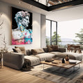 Quadro Decorativo Bustos Clássicos e Modernos | quadros decorativos | Busto clássico em branco com aguarela rosa, azul e amarelo em composição contemporânea. | em Quadros para Escritorio | Porao dos Quadros