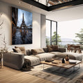 Quadro Decorativo Torre Eiffel Nostálgica | quadros decorativos | Torre Eiffel molhada na chuva com reflexos em água sob céu cinzento | em Quadros para Escritorio | Porao dos Quadros