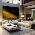Quadro Decorativo Arte Dourada Moderna | quadros decorativos | Raios de luz dourada atravessando escuridão profunda com composição arquitetônica vertical | em Quadros para Escritorio | Porao dos Quadros