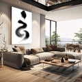 Quadro Decorativo Pincelada em Preto e Branco | quadros decorativos | Traços abstratos em preto e branco descrevem formas orgânicas e ondulantes em composição gestual | em Quadros para Escritorio | Porao dos Quadros