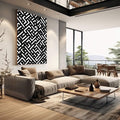 Quadro Decorativo Labirinto Preto e Branco | quadros decorativos | Padrão geométrico abstrato em preto e branco com linhas entrelaçadas e movimento visual contínuo | em Quadros para Escritorio | Porao dos Quadros
