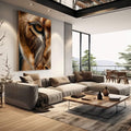 Quadro Decorativo Majestade do Leão | quadros decorativos | Olho de coruja com penas marrom, branco e dourado em detalhes realistas e texturizados. | em Quadros para Escritorio | Porao dos Quadros