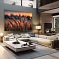 Quadro Decorativo Trigo ao Pôr do Sol | quadros decorativos | Trigo dourado iluminado ao pôr do sol com fundo desfocado em tons quentes | em Quadros para Escritorio | Porao dos Quadros