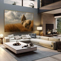 Quadro Decorativo Pastor e Ovelhas | quadros decorativos | Pastora com ovelhas em campo dourado sob céu nublado, tons terrosos e luz natural. | em Quadros para Escritorio | Porao dos Quadros