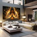 Quadro Decorativo Aura de Luz Dourada | quadros decorativos | Figura divina em oração envolvida em aura dourada luminosa com partículas brilhantes | em Quadros para Escritorio | Porao dos Quadros