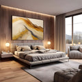 Abstrato fluido marmorizado em bege, âmbar e cinza com veios e manchas douradas, quadro decorativo