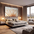 Quadro Decorativo Serenidade Floral Sofisticada | quadros decorativos premium | Dente-de-leão em tons bege e laranja com estrutura filiforme em close botânico delicado | em ambiente 4 | Porao dos Quadros