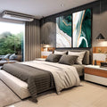Quadro Decorativo Luxo em Mármore: Esmeralda e Dourado | quadros decorativos premium | Paisagem aérea com águas verdes esmeralda, areia clara e detalhes dourados em duas composições | em ambiente 4 | Porao dos Quadros
