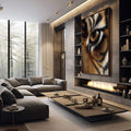 Quadro Decorativo Olhar de Tigre | quadros decorativos premium | Tigre com olho âmbar intenso em realismo expressivo com listras laranja, branco e marrom. | em ambiente 4 | Porao dos Quadros