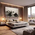 Quadro Decorativo Cavalos no rio | quadros decorativos premium | Cavalos imersos em água cinzenta com composição harmoniosa e luz difusa | em ambiente 4 | Porao dos Quadros
