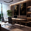 Quadro Decorativo Serenidade e Estilo | quadros decorativos premium | Dois retratos em ouro e preto com expressão contemplativa e profundidade fotográfica | em ambiente 4 | Porao dos Quadros