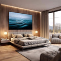 Quadro Decorativo Serenidade Azul do Mar | quadros decorativos premium | Ondas do oceano em movimento com tons de azul ciano e petróleo sob luz suave | em ambiente 4 | Porao dos Quadros