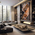 Quadro Decorativo Elegância Natural Serene Leaves | quadros decorativos premium | Flores secas translúcidas em tons dourados sob luz natural dourada em composição minimalista. | em ambiente 4 | Porao dos Quadros
