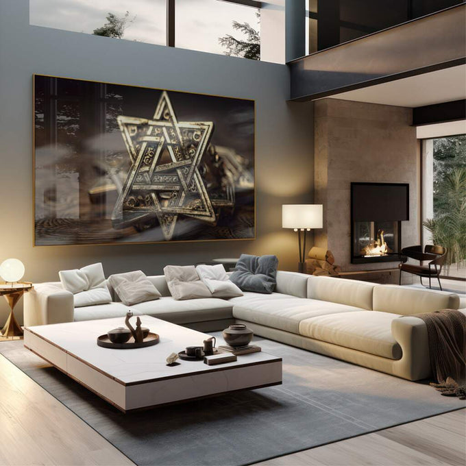 Quadro Decorativo Encantos de Jerusalém: Sinta a Fé - quadros decorativos 1 Tela, 1 Tela Horizontal - em escritorio elegante