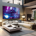 Quadro Decorativo Neon Rider: Jornada Vibrante - quadros decorativos 1 Tela, 1 Tela Horizontal - em sala moderna