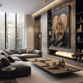 Quadro Decorativo: Inspiradora Oração de Jesus - quadros decorativos 1 Tela Vertical, 3 Telas - em sala moderna
