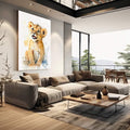 Quadro Decorativo Leãozinho Valente: Inspire Coragem - quadros decorativos 1 Tela Vertical, 3 Telas - em escritorio elegante
