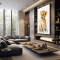 Quadro Decorativo Leãozinho Valente: Inspire Coragem - quadros decorativos para sala 1 Tela Vertical, 3 Telas - em living room premium
