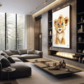 Quadro Decorativo Filhote de Leão: Encanto Puro - quadros decorativos para sala 1 Tela Vertical, 3 Telas - em living room premium