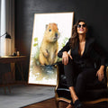 Quadro Decorativo Capivara Feliz: Alegria para o Quarto Infantil - quadros decorativos 1 Tela Vertical, 3 Telas - em sala moderna